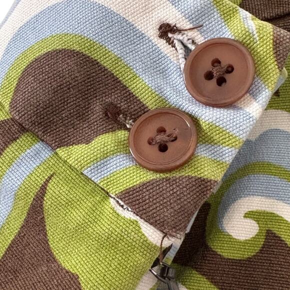 VTG Talbots Retro Swirl Capri Pants Green Blue Brown Cotton Stretch Y2K Funky 6P - Picture 6 of 6